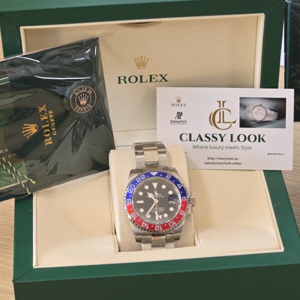 Rolex GMT-Master II 126710BLRO Silver Oyster Bracelet with Blue and Red Bezel